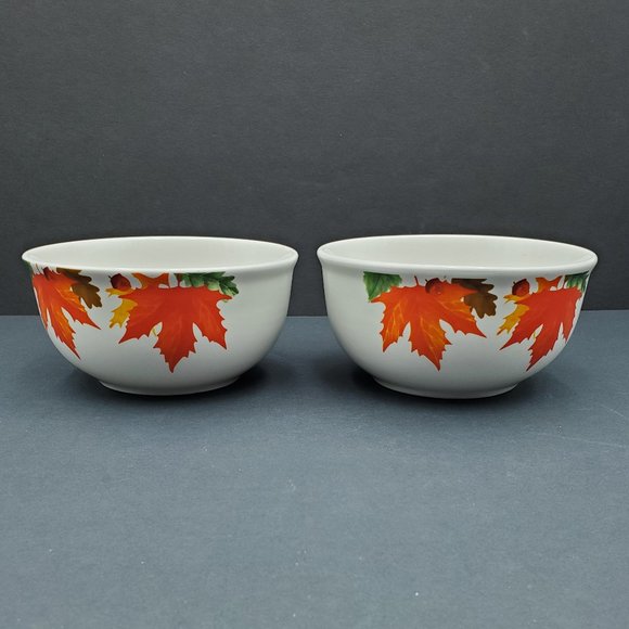 Royal Norfolk RNF132 Fall Leaves Autumn Leaf Soup Cereal Snack Bowls - Picture 1 of 4